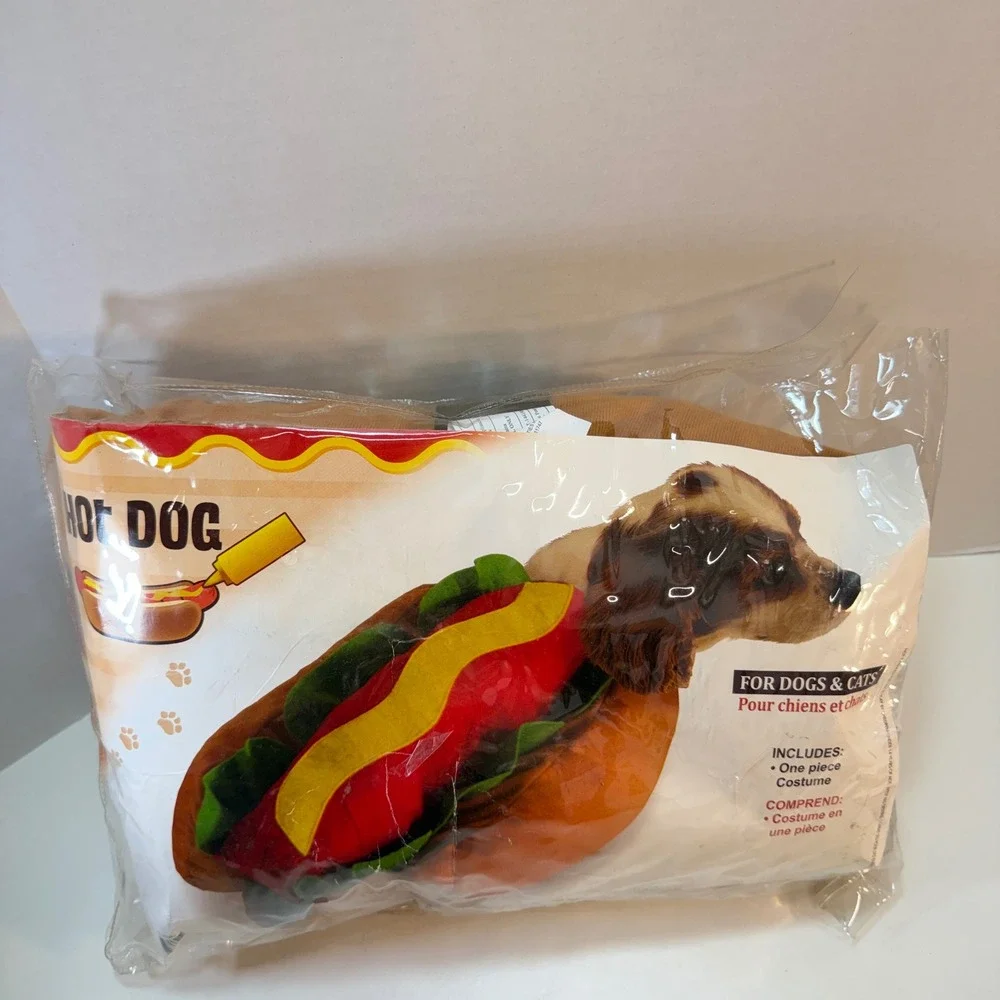 Forum Novelties Hot Dog Pet Costume Medium Brown Red Yellow Funny Halloween‎